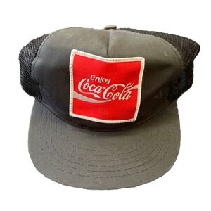Coca-Cola Trucker Hat Snapback Baseball Cap Black Big Patch